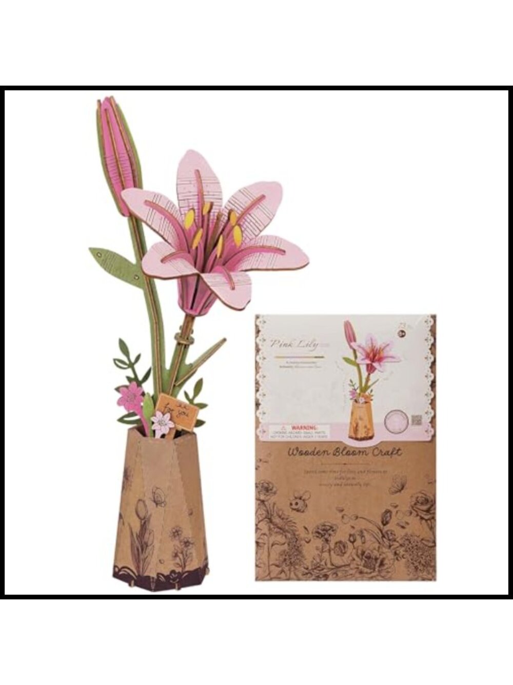 3D Wooden Flower Puzzle 73pc DIY Lily Model Kit Adult Craft Gift